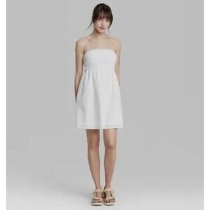 Wild Fable Women 100% Cotton Spaghetti Strap Smocked Baby Doll Dress Size L